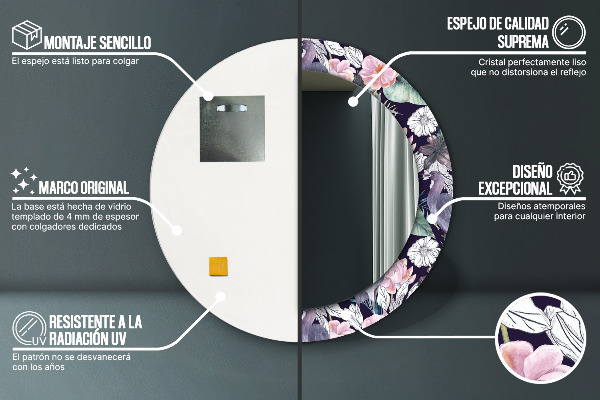 Round decorative mirror Caps birds