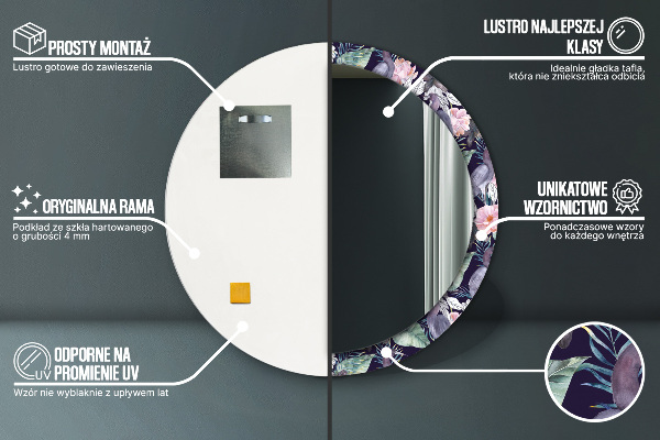 Round decorative mirror Caps birds