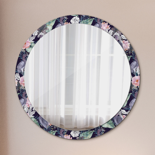 Round decorative mirror Caps birds
