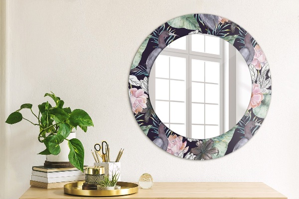 Round decorative mirror Caps birds