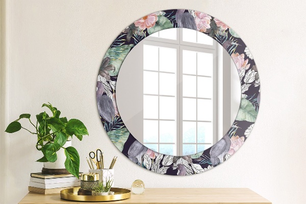 Round decorative mirror Caps birds