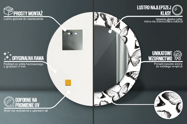 Round decorative mirror Butterfly