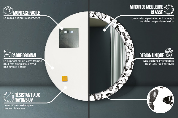 Round decorative mirror Butterfly