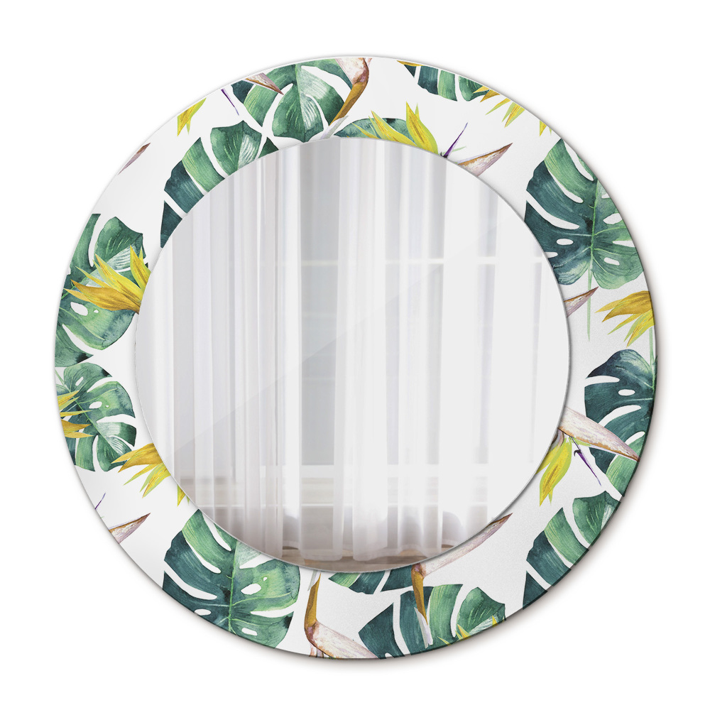 Round decorative mirror Tropical leaves
