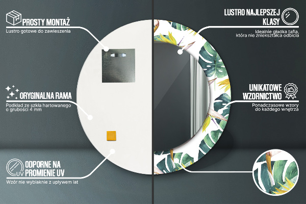 Round decorative mirror Tropical leaves