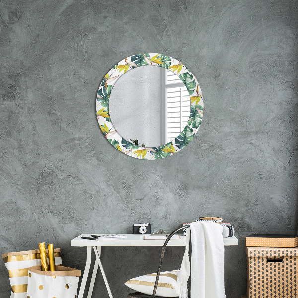 Round decorative mirror Tropical leaves
