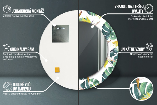 Round decorative mirror Tropical leaves