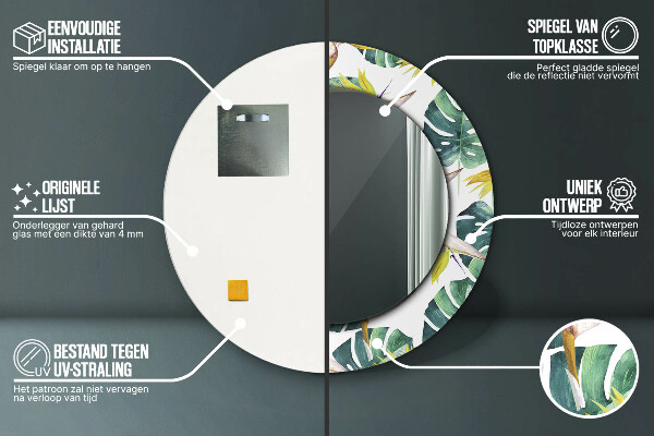 Round decorative mirror Tropical leaves