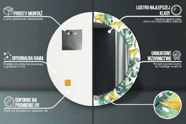 Round decorative mirror Tropical leaves