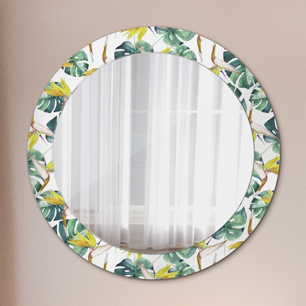 Round decorative mirror Tropical leaves