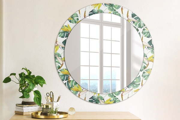 Round decorative mirror Tropical leaves