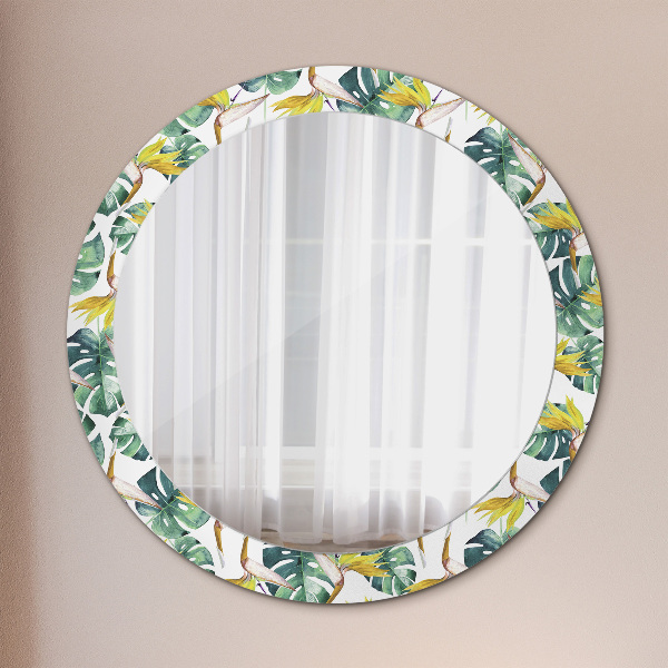 Round decorative mirror Tropical leaves
