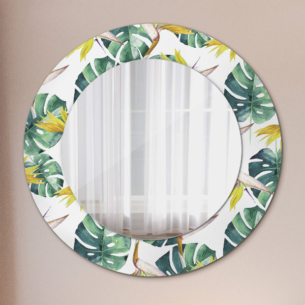 Round decorative mirror Tropical leaves