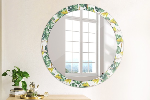 Round decorative mirror Tropical leaves