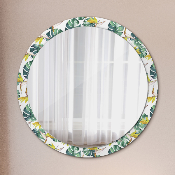 Round decorative mirror Tropical leaves