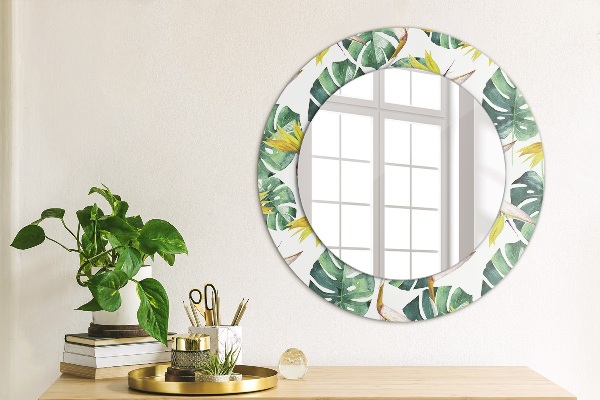 Round decorative mirror Tropical leaves