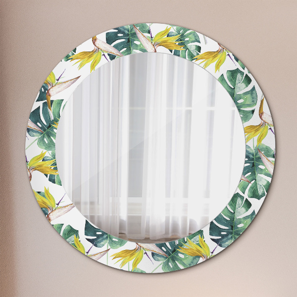 Round decorative mirror Tropical leaves