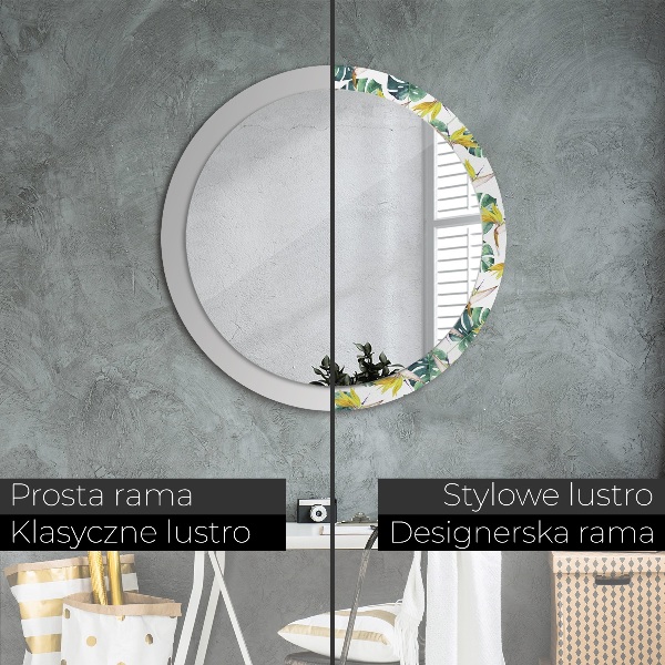 Round decorative mirror Tropical leaves
