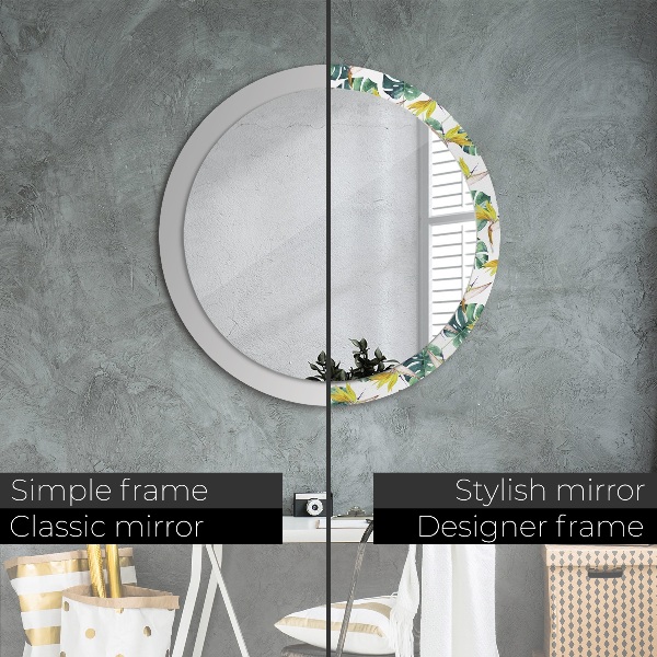 Round decorative mirror Tropical leaves