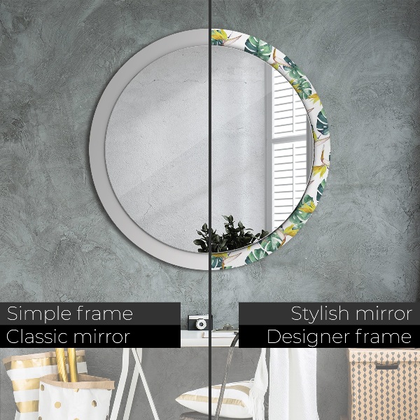 Round decorative mirror Tropical leaves