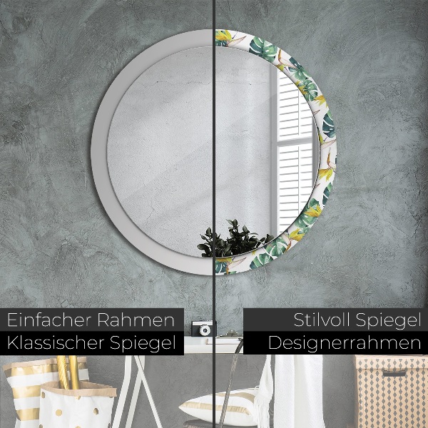 Round decorative mirror Tropical leaves