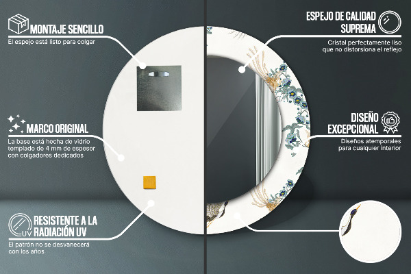 Round printed mirror Chinoseries