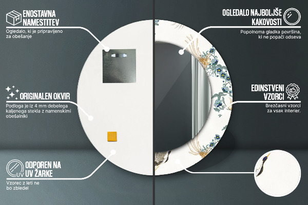 Round printed mirror Chinoseries