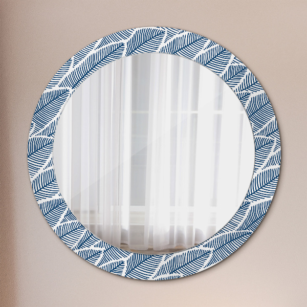 Round printed mirror Leaves