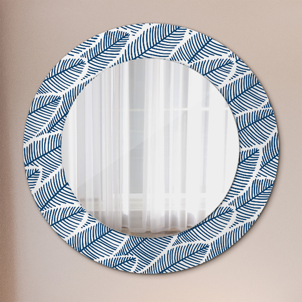 Round printed mirror Leaves