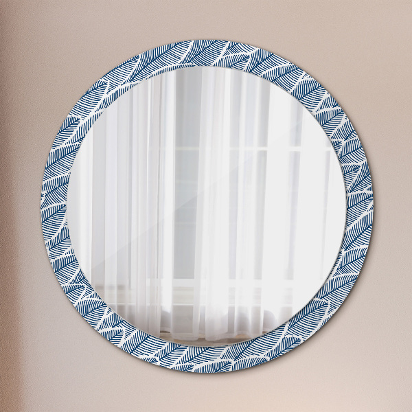 Round printed mirror Leaves