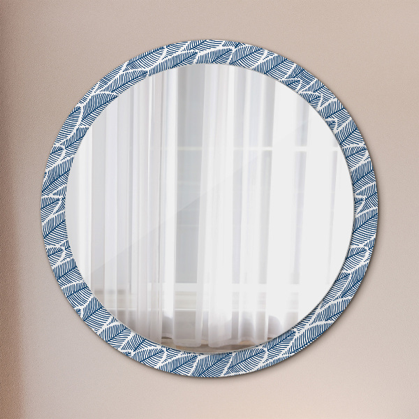 Round printed mirror Leaves