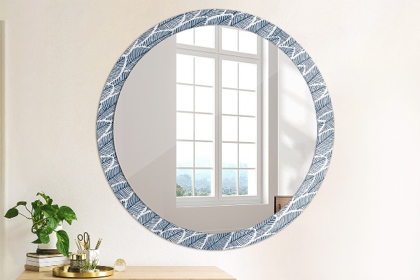 Round printed mirror Leaves