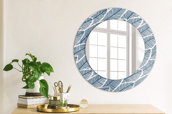 Round printed mirror Leaves