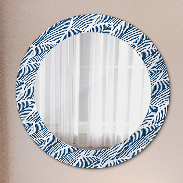 Round printed mirror Leaves