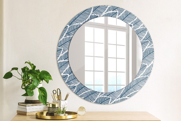 Round printed mirror Leaves