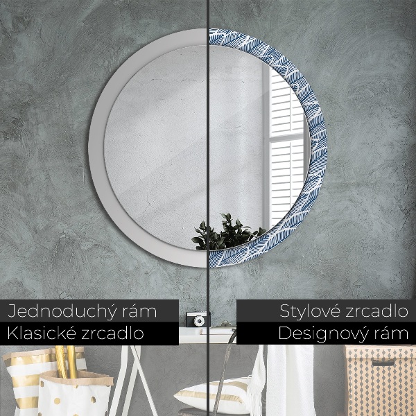 Round printed mirror Leaves