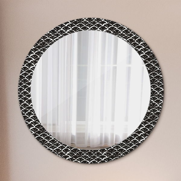 Round mirror frame with print Oriental scales