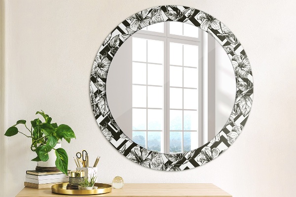 Round mirror frame with print Hummingbird