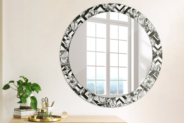 Round mirror frame with print Hummingbird