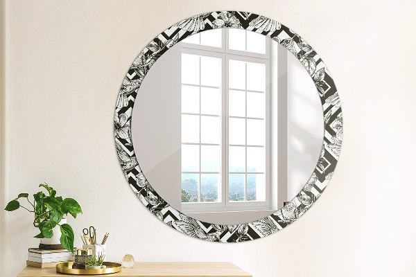 Round mirror frame with print Hummingbird