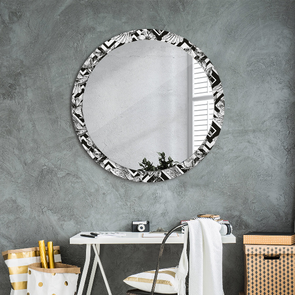 Round mirror frame with print Hummingbird