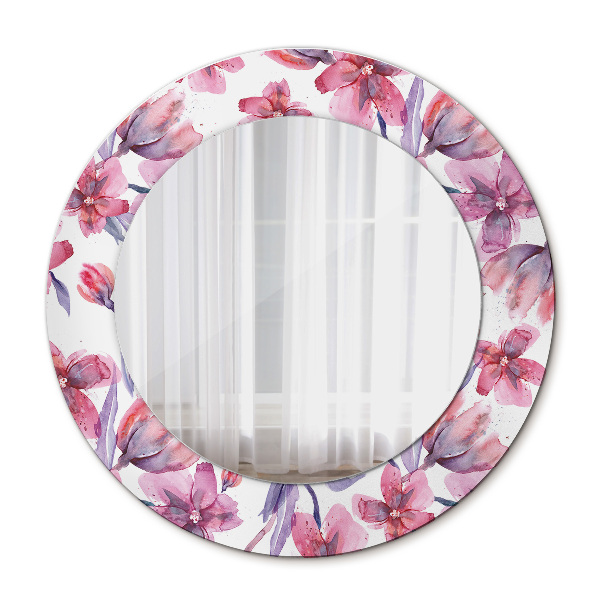 Round printed mirror Watercolor flowers