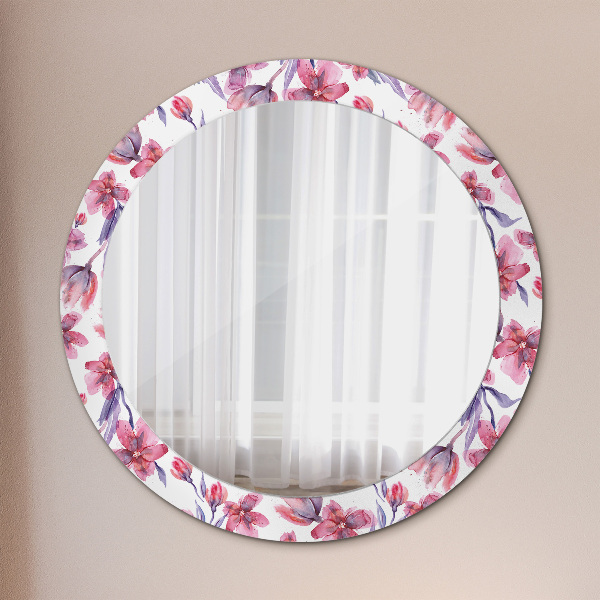 Round printed mirror Watercolor flowers