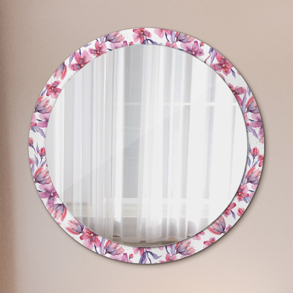 Round printed mirror Watercolor flowers