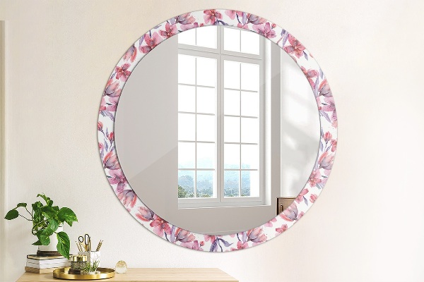 Round printed mirror Watercolor flowers
