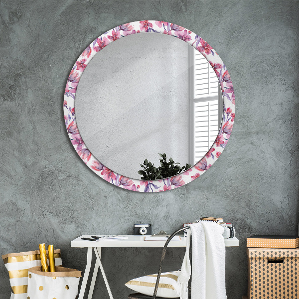 Round printed mirror Watercolor flowers