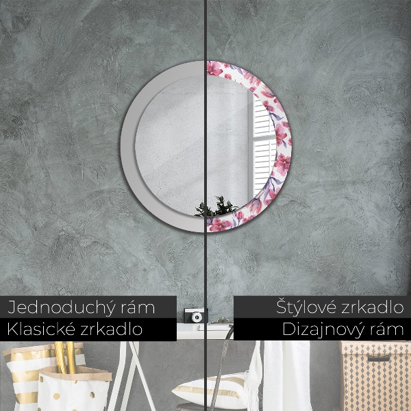 Round printed mirror Watercolor flowers
