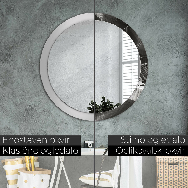 Round wall mirror decor Tropical palm trees