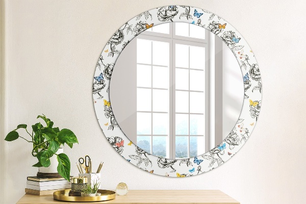 Round printed mirror Butterfly