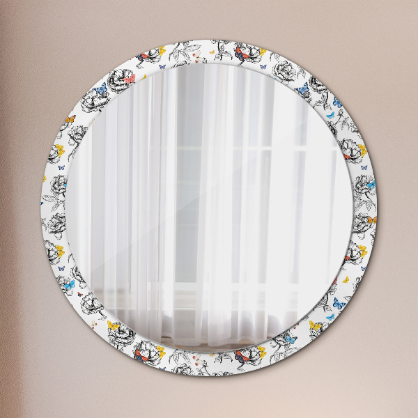 Round printed mirror Butterfly